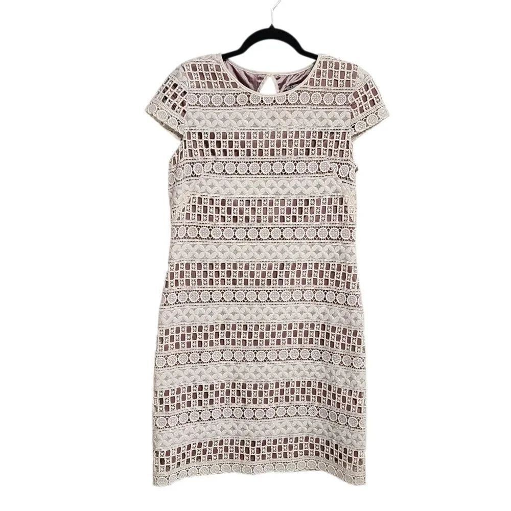 Eliza J Midi Dress 6 Cream Crocheted Lace Party Event Wedding Church Office NWT